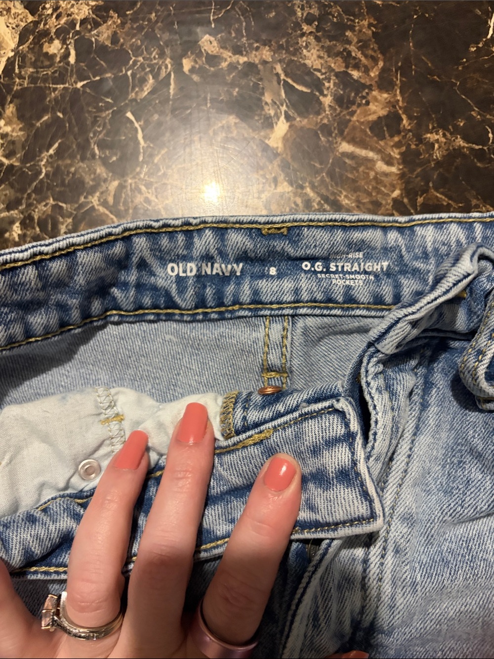 Old Navy Light Blue Distressed Denim Shorts - Picture 2 of 3